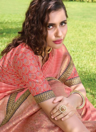 Silk Traditional Designer Saree in Pink