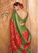 Silk Traditional Saree in Green and Red
