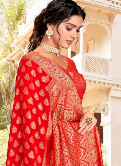 Silk Traditional Saree in Red