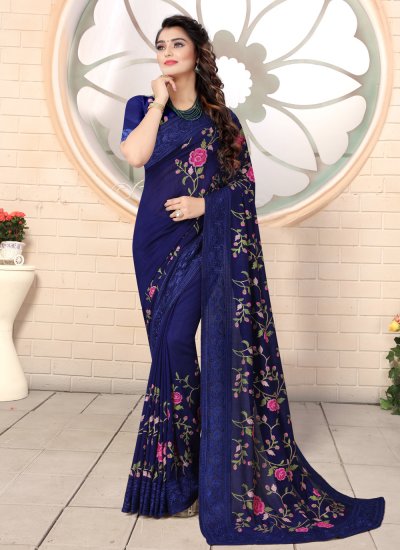 Silk Trendy Saree in Navy Blue