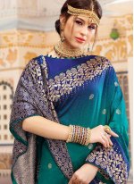 Silk Weaving Blue and Teal Traditional Saree