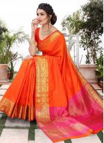 Silk Weaving Classic Saree in Orange