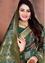 Silk Weaving Designer Saree in Teal