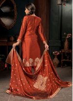 Silk Weaving Salwar Suit in Rust
