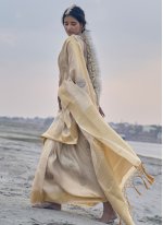 Silk Weaving Trendy Saree in Cream