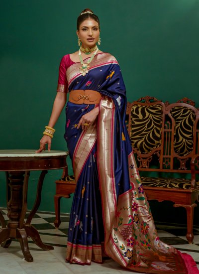 Silk Woven Classic Saree in Blue