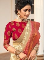 Silk Woven Off White Traditional Saree