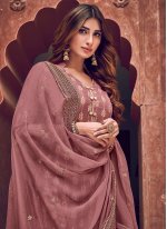 Silk Woven Pink Designer Straight Salwar Suit