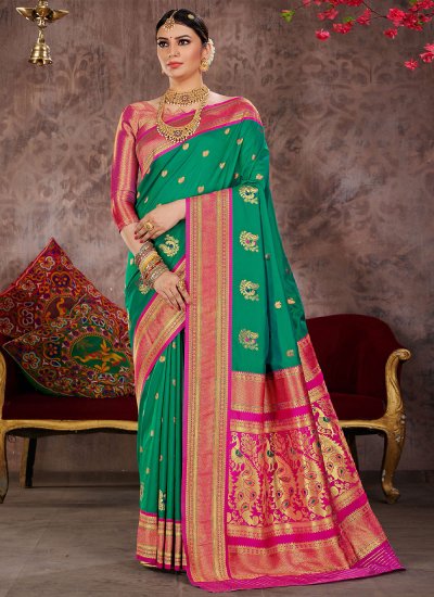 Silk Woven Rama Classic Saree
