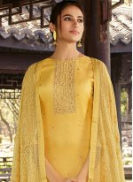 Silk Yellow Designer Palazzo Suit