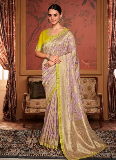 Silk Zari Classic Saree in Lavender