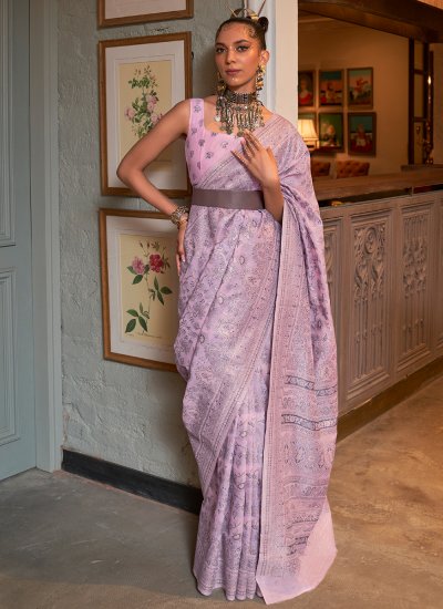 Silk Zari Trendy Saree in Rose Pink