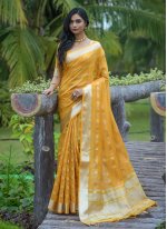 Silk Zari Yellow Contemporary Saree