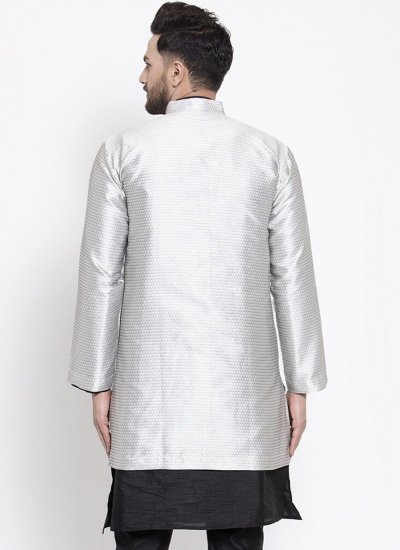 Silver Reception Dupion Silk Jacket Style