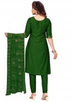 Simplistic Art Silk Green Embroidered Churidar Designer Suit