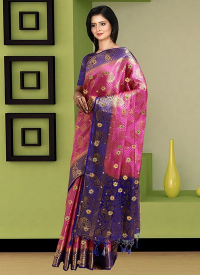 Simplistic Pink Embroidered Trendy Saree