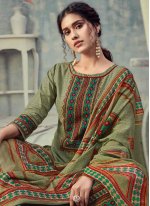 Snazzy Cotton Green Designer Palazzo Suit