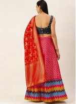 Snazzy Weaving Pink Banarasi Silk A Line Lehenga Choli