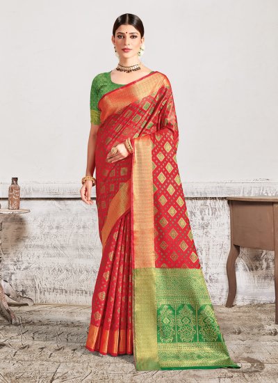 Snazzy Weaving Red Casual Saree