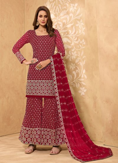 Sonorous Embroidered Rani Faux Georgette Designer Pakistani Salwar Suit