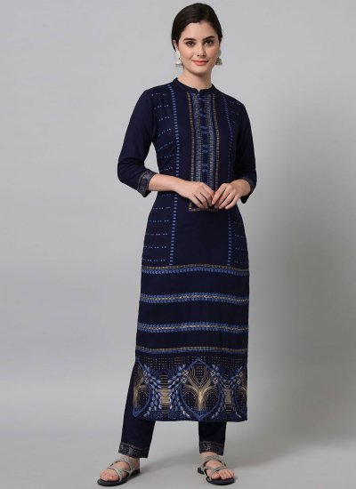 Sonorous Printed Navy Blue Party Wear Kurti