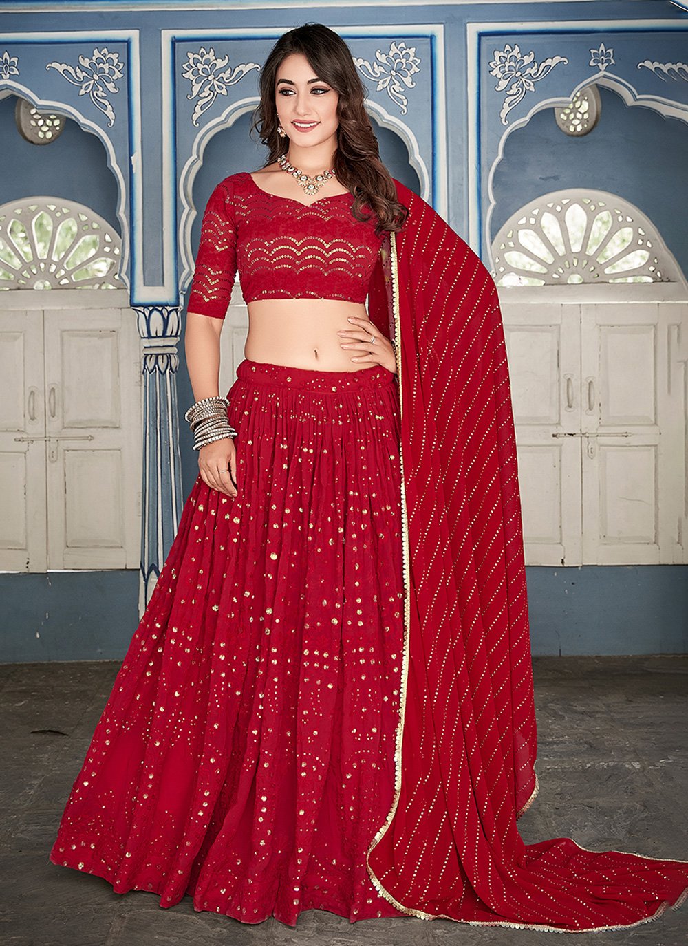 Bridal Lehenga In Red Colour | 3d-mon.com