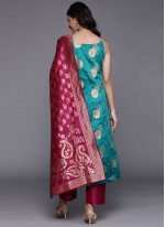 Sonorous Teal Art Silk Trendy Salwar Suit