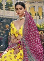 Sonorous Yellow Weaving Trendy Lehenga Choli