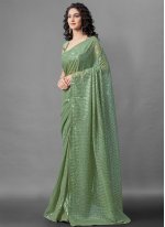 Sophisticated Faux Georgette Green Designer Saree