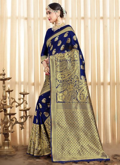 Sophisticated Navy Blue Traditional Saree