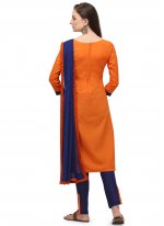 Sophisticated Orange Embroidered Churidar Suit