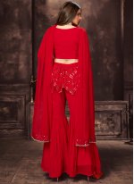 Sorcerous Georgette Sequins Red Readymade Salwar Kameez
