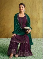 Sorcerous Purple Faux Chiffon Designer Pakistani Suit