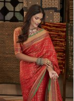 Sorcerous Weaving Silk Red Contemporary Saree
