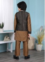 Sparkling Cotton Silk Black and Brown Jacquard Work Work Kurta Payjama With Jacket