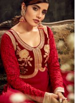 Sparkling Faux Georgette Lace Floor Length Anarkali Salwar Suit