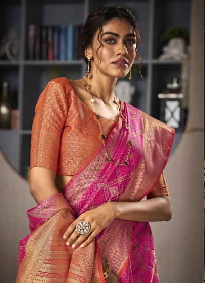 Sparkling Pink Party Trendy Saree