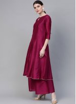 Sparkling Poly Silk Plain Readymade Salwar Suit