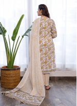 Specialised Digital Print Cotton Cream Pant Style Suit