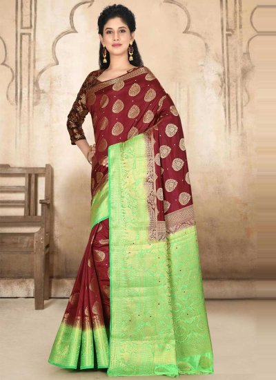 Specialised Maroon Party Designer Traditional Saree