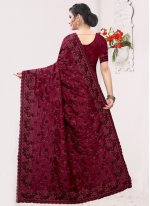 Specialised Maroon Resham Silk Traditional Saree