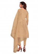 Specialised Organza Beige Sequins Trendy Salwar Suit