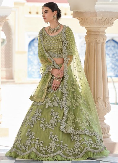 Specialised Sequins Net Green Bollywood Lehenga Choli