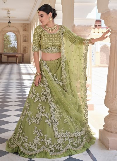 Specialised Sequins Net Green Bollywood Lehenga Choli