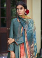 Spectacular Embroidered Grey Pakistani Salwar Suit 