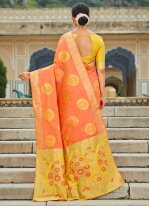 Spectacular Orange Banarasi Silk Designer Saree