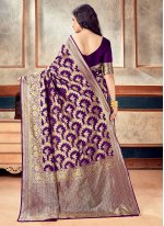 Spellbinding Purple Weaving Banarasi Silk Classic Saree