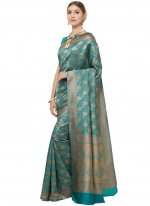 Spellbinding Woven Sea Green Art Silk Traditional Designer Saree