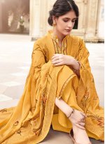 Spellbinding Yellow Embroidered Designer Palazzo Salwar Suit