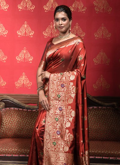 Splendid Banarasi Silk Maroon Classic Saree